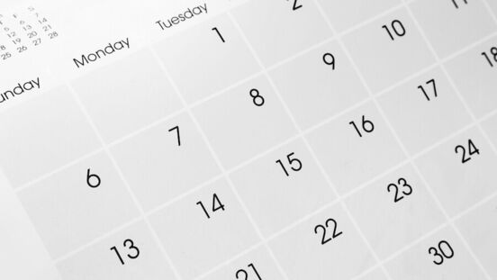 Closeup,Of,Dates,On,Calendar,Page