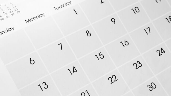 Closeup,Of,Dates,On,Calendar,Page