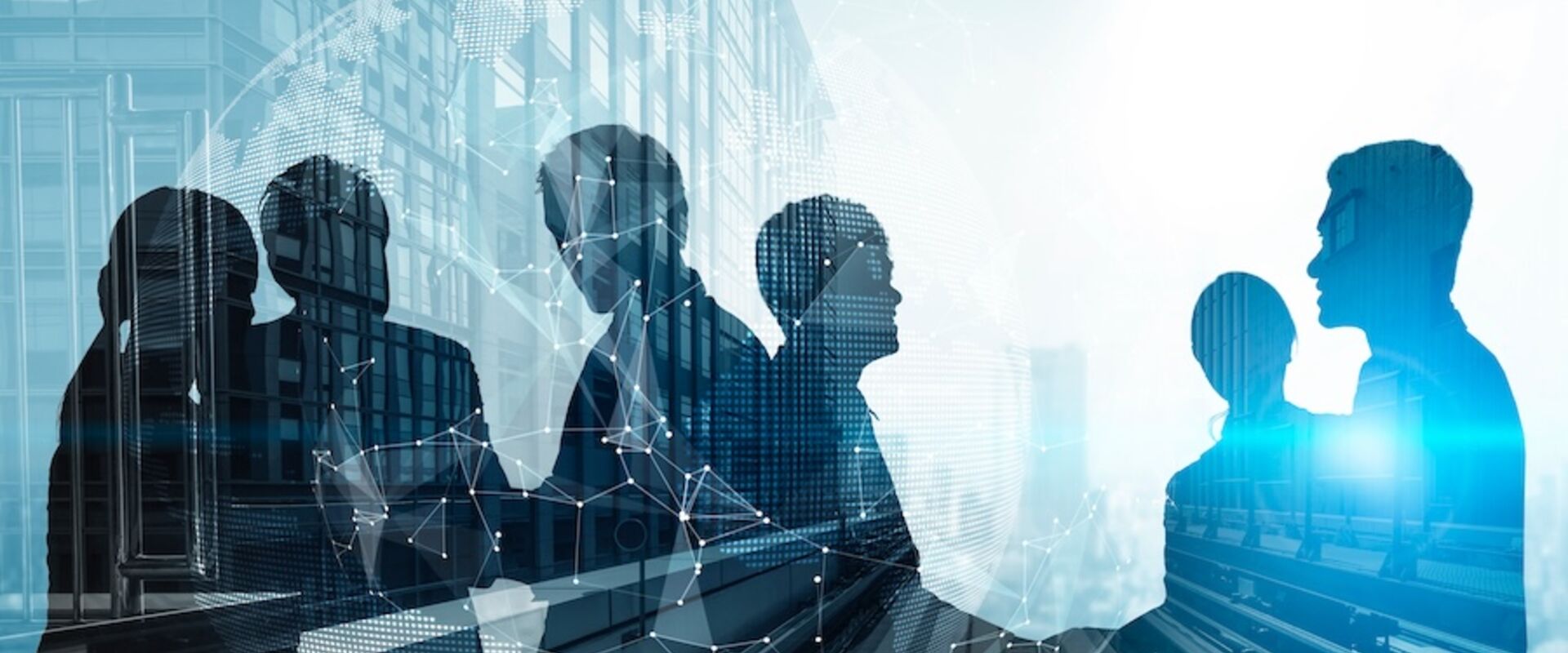 Silhouette,View,Of,Business,People,Team,In,Group,Meeting,On